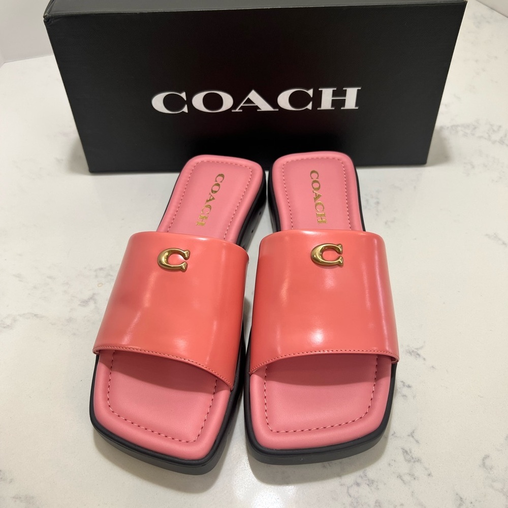 Coach Women's Pink Slide Sandals - Picture 7 of 12
